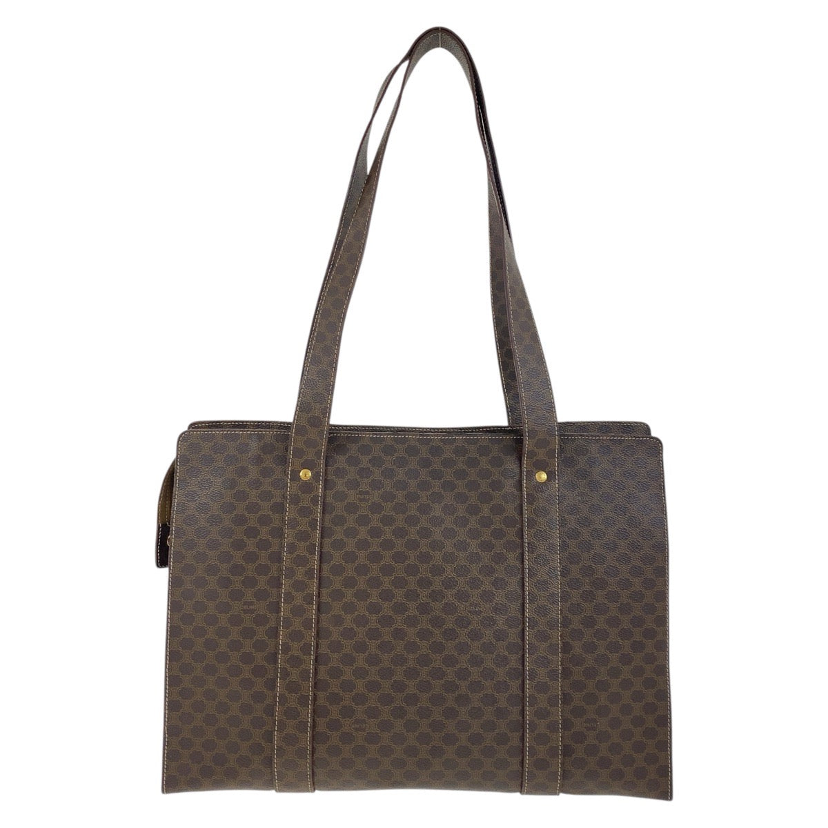 19359
CELINE セリーヌ ヴィンテージ マカダム ブラウン ゴールド金具 PVC MC98/2 トートバッグ ショルダーバッグ レディース ABP40