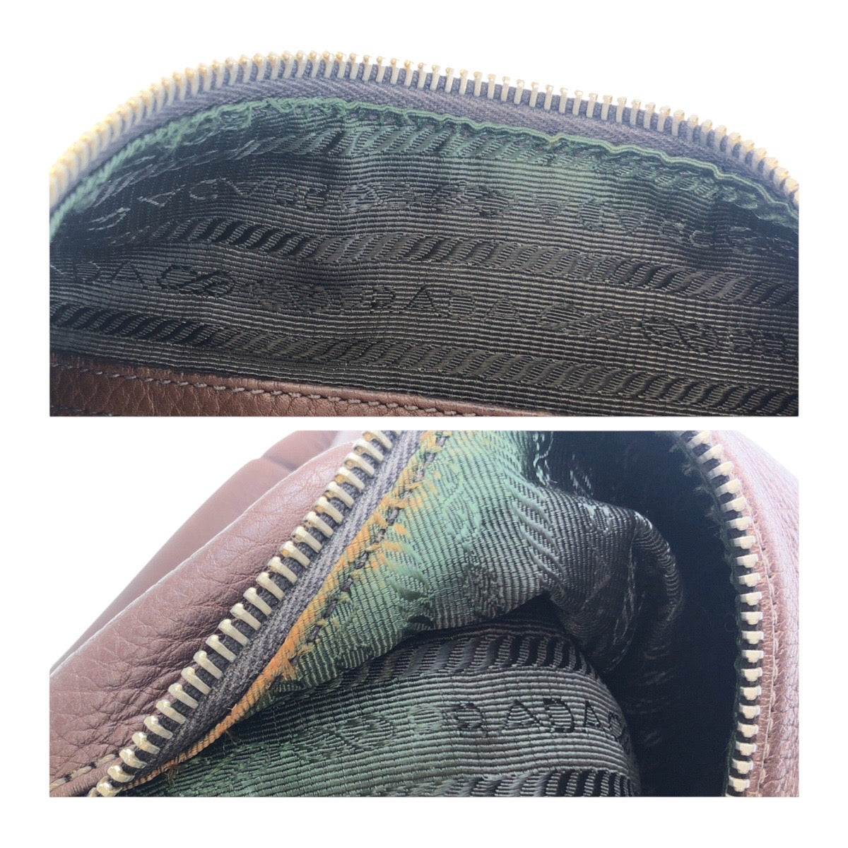 19361
PRADA プラダ ヴィッテロダイノ ブラウン ゴールド金具 レザー ショルダーバッグ ホーボー  レディース AB40