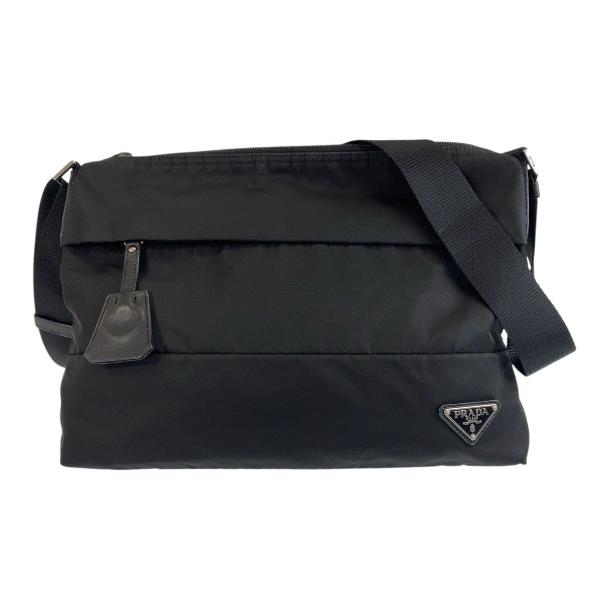 19362
PRADA プラダ テスート 三角ロゴプレート 男女兼用 ブラック 黒 シルバー金具 ナイロン  ショルダーバッグ メッセンジャーバッグ  メンズ AB43
