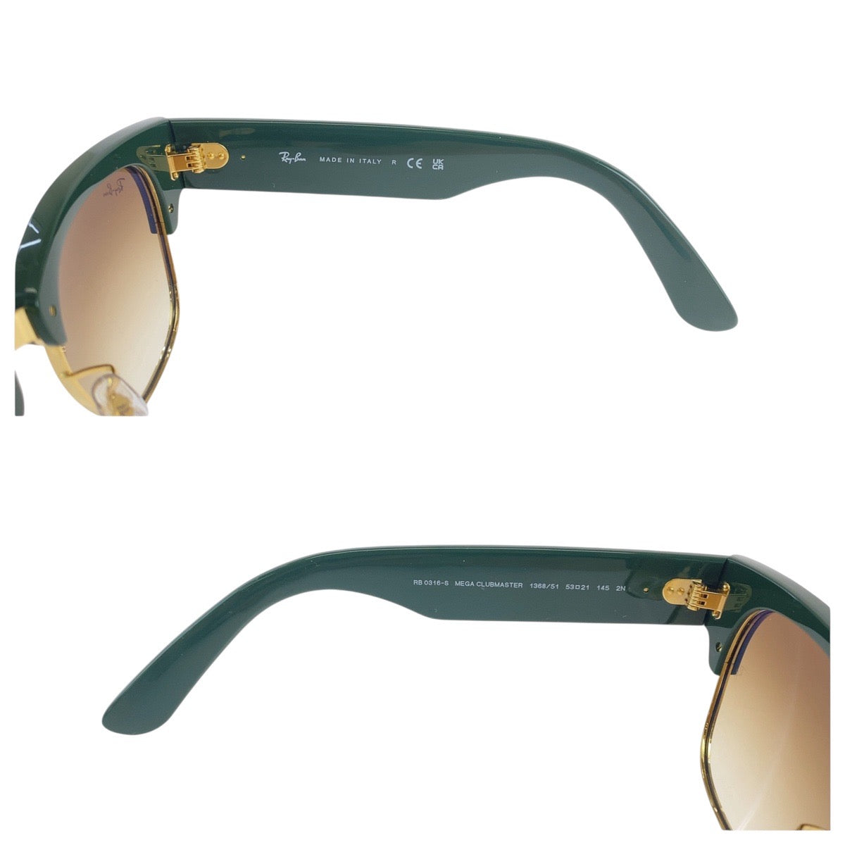 19365
Ray-Ban レイバン クラブマスター グリーン ブラウン ゴールド ガラス / プラスチック 1368 51 53□21 145 2N サングラス ウェリントン  メンズ ABP16
