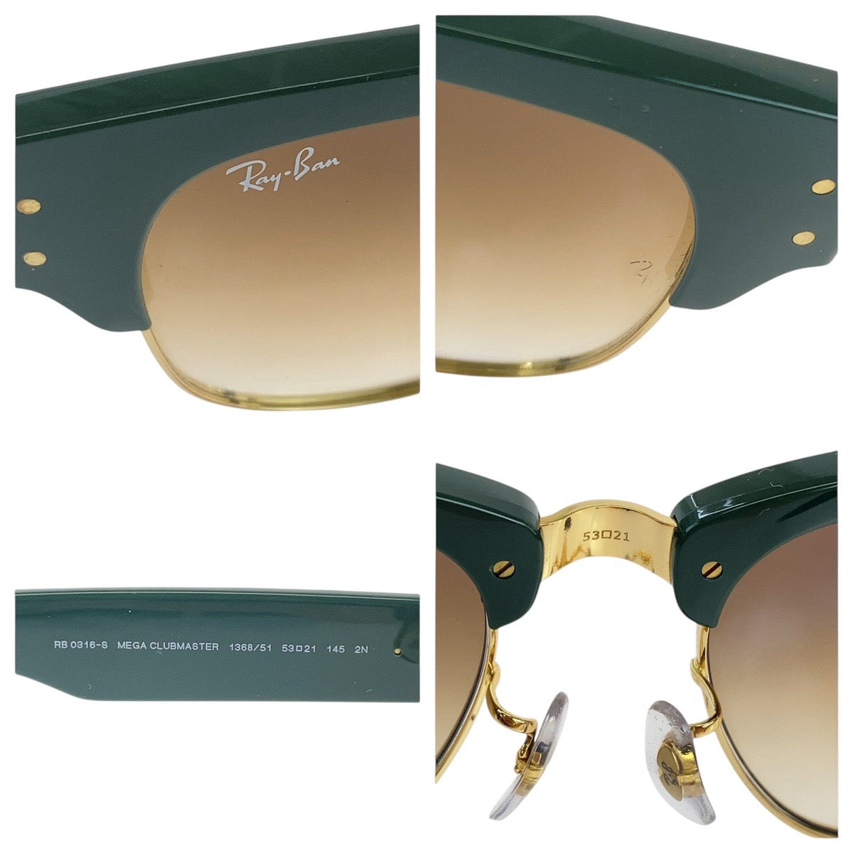 19365
Ray-Ban レイバン クラブマスター グリーン ブラウン ゴールド ガラス / プラスチック 1368 51 53□21 145 2N サングラス ウェリントン  メンズ ABP16