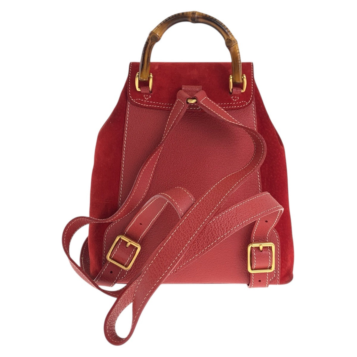 19366
GUCCI Vintage Bamboo Red Gold Hardware Suede / Leather 003 2034 0030 Backpack Daypack Women's ABP38
