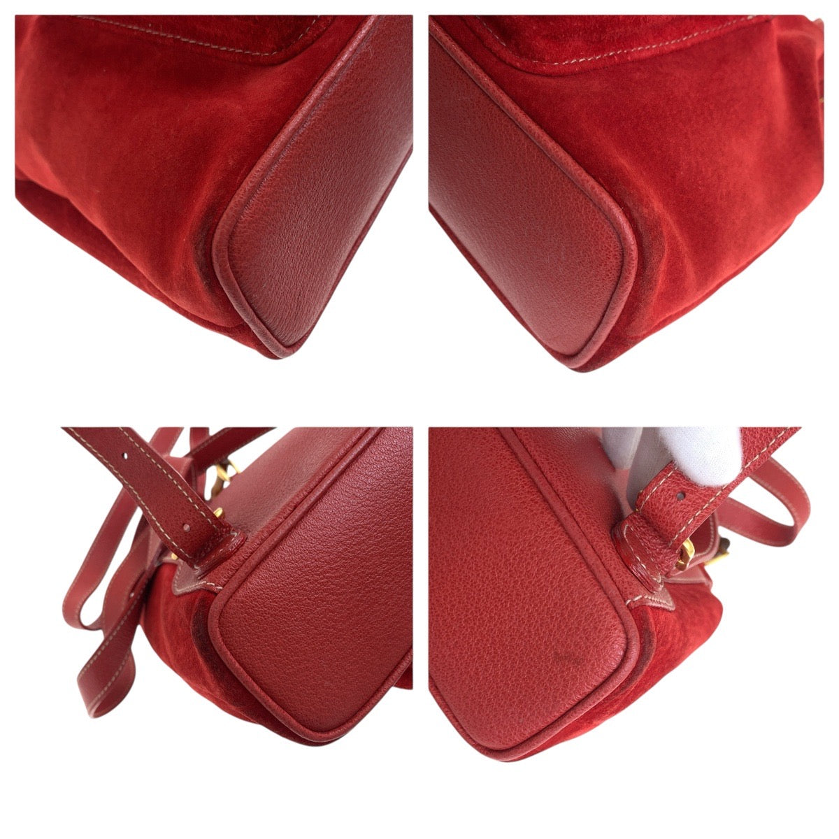 19366
GUCCI Vintage Bamboo Red Gold Hardware Suede / Leather 003 2034 0030 Backpack Daypack Women's ABP38