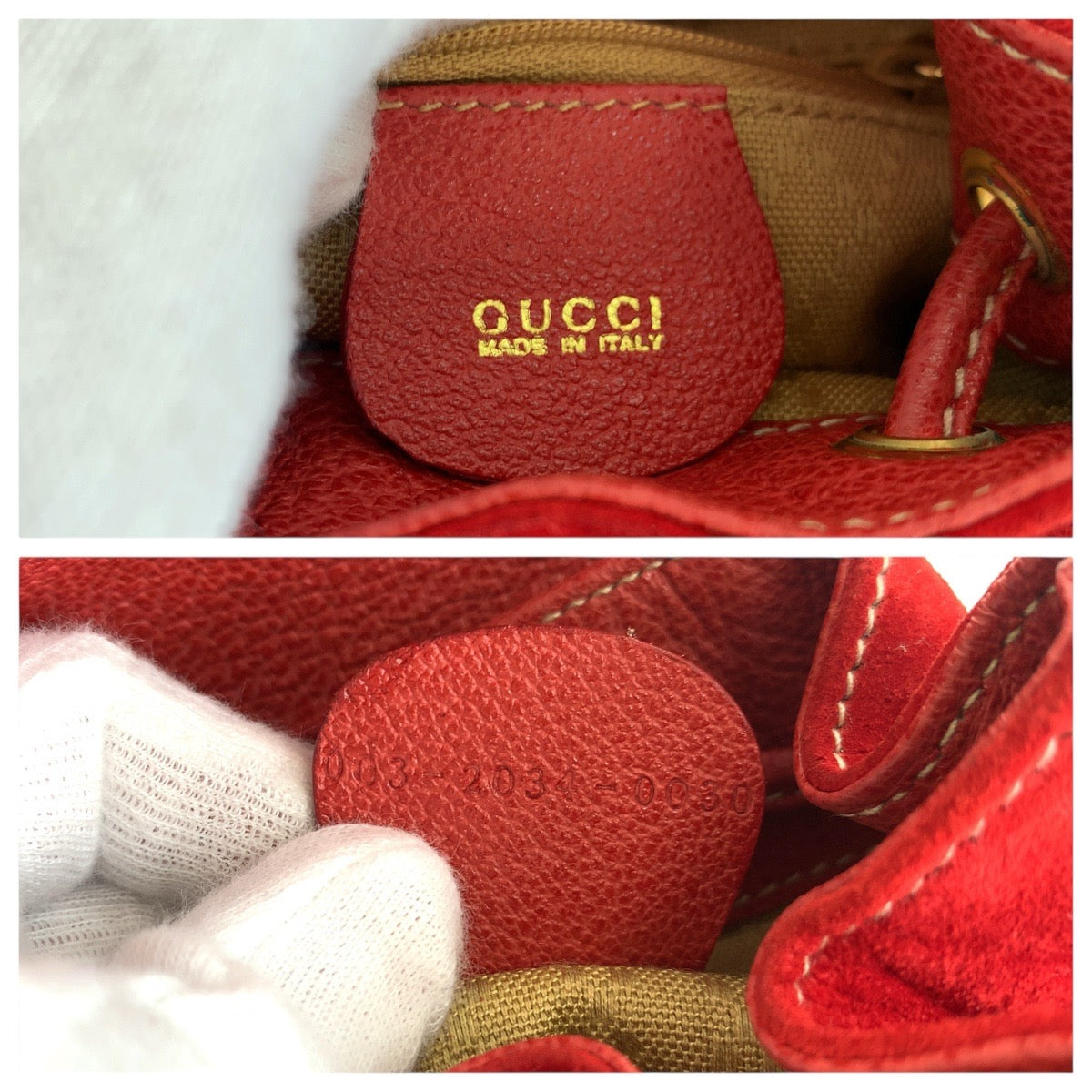 19366
GUCCI Vintage Bamboo Red Gold Hardware Suede / Leather 003 2034 0030 Backpack Daypack Women's ABP38