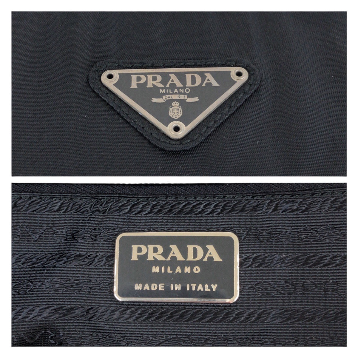 19367
PRADA プラダ テスート 三角ロゴプレート ブラック 黒 シルバー金具 ナイロン トートバッグ ハンドバッグ  レディース ABP20