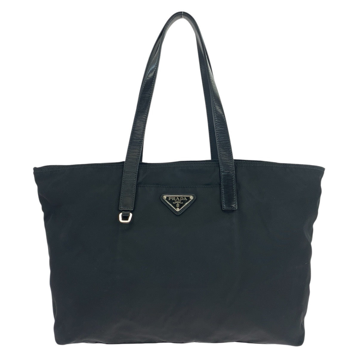 19368
PRADA プラダ テスート 三角ロゴプレート ブラック 黒 シルバー金具 ナイロン / レザー トートバッグ ハンドバッグ  レディース ABP34