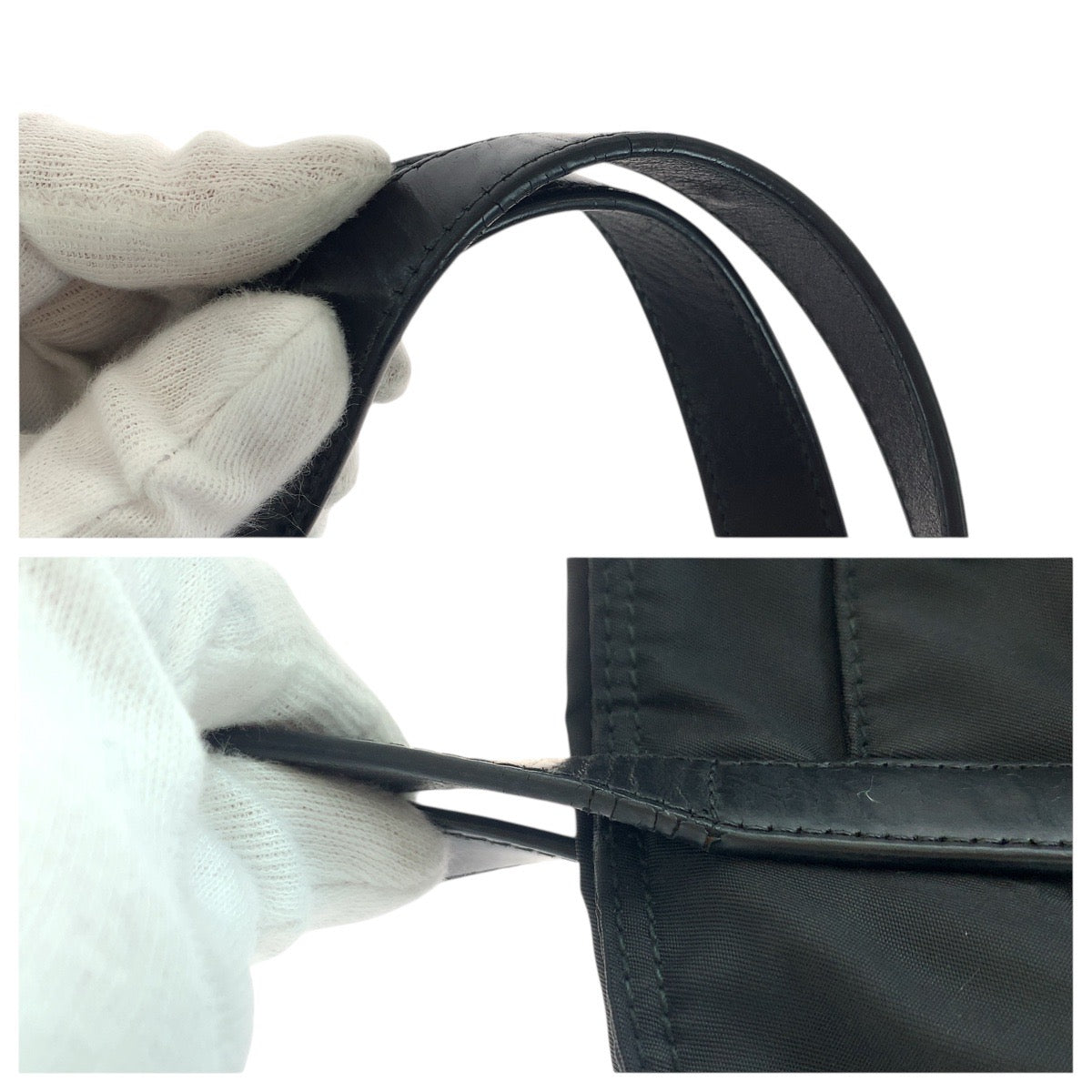 19368
PRADA プラダ テスート 三角ロゴプレート ブラック 黒 シルバー金具 ナイロン / レザー トートバッグ ハンドバッグ  レディース ABP34