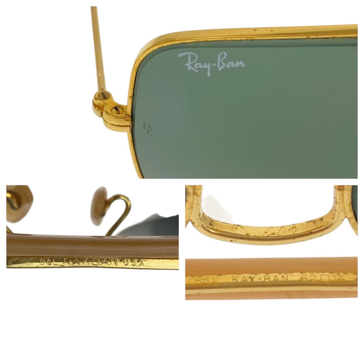 19370
Ray-Ban レイバン Vintage Bausch & Lomb Aviator Gold Metal 62◻︎14 Sunglasses Unisex Teardrop Men's AB16