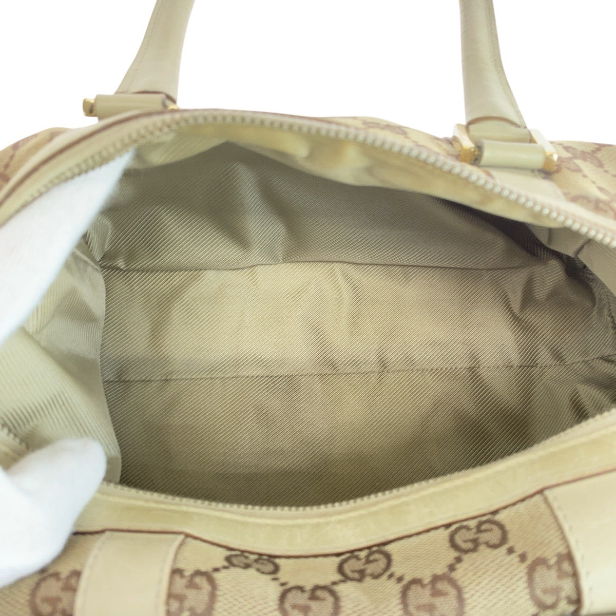 19309
GUCCI グッチ ベージュ ゴールド金具 GGキャンバス / レザー 000 0851 ハンドバッグ ショルダーバッグ  レディース B17