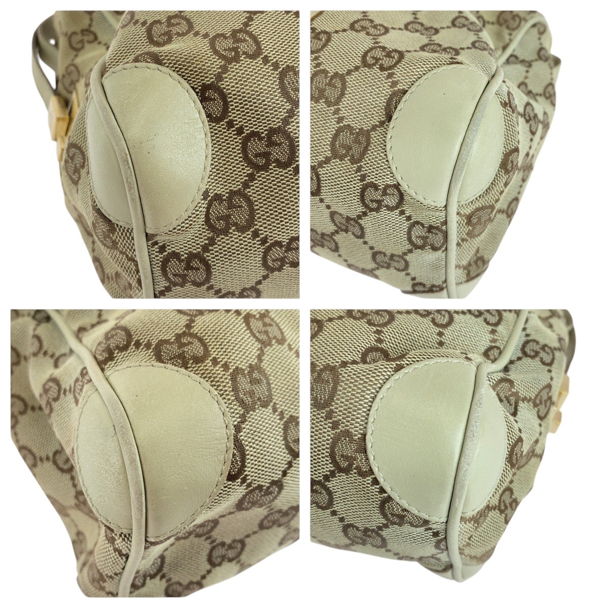 19309
GUCCI グッチ ベージュ ゴールド金具 GGキャンバス / レザー 000 0851 ハンドバッグ ショルダーバッグ  レディース B17