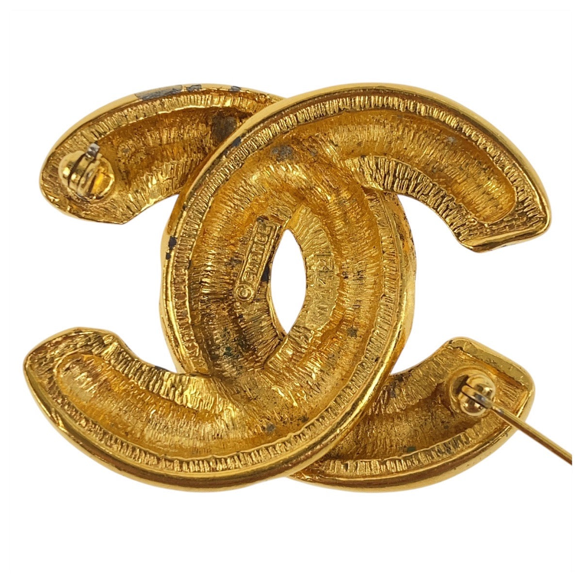 19375
CHANEL シャネル ヴィンテージ マトラッセ メッキ ブローチ レディース ABP59