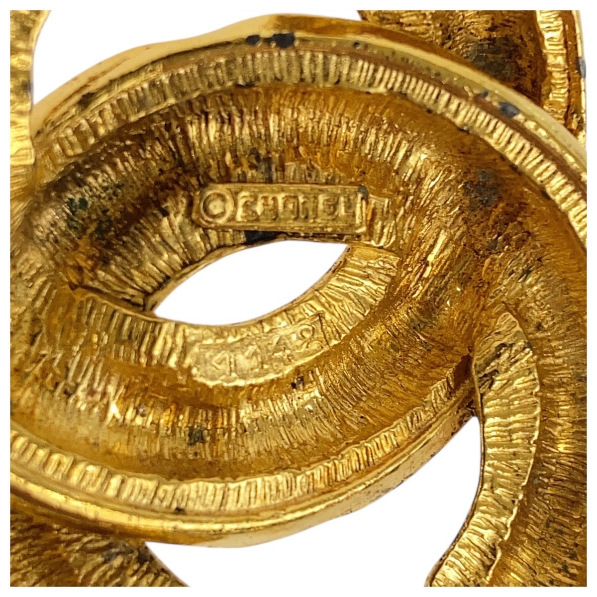 19375
CHANEL シャネル ヴィンテージ マトラッセ メッキ ブローチ レディース ABP59