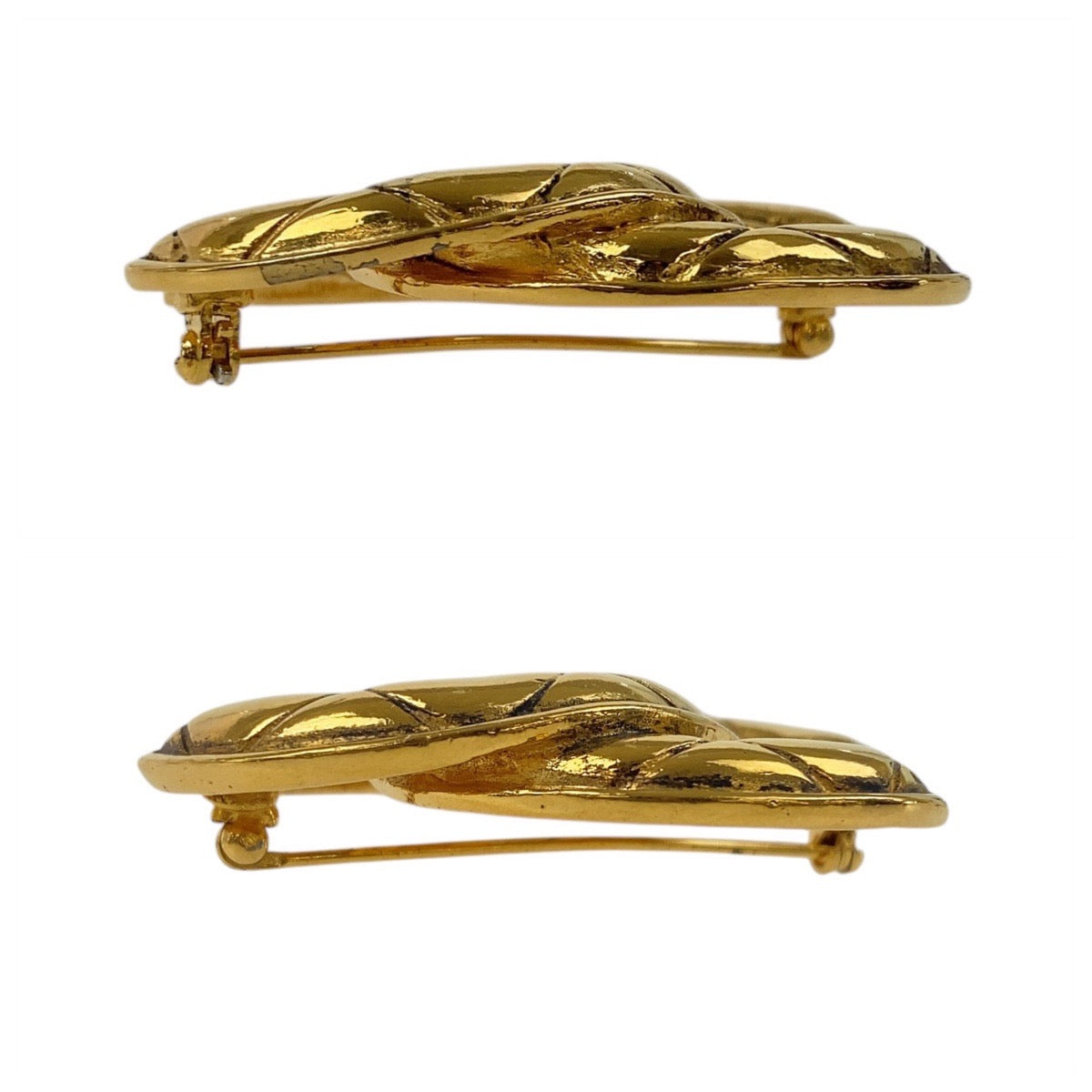 19375
CHANEL シャネル ヴィンテージ マトラッセ メッキ ブローチ レディース ABP59