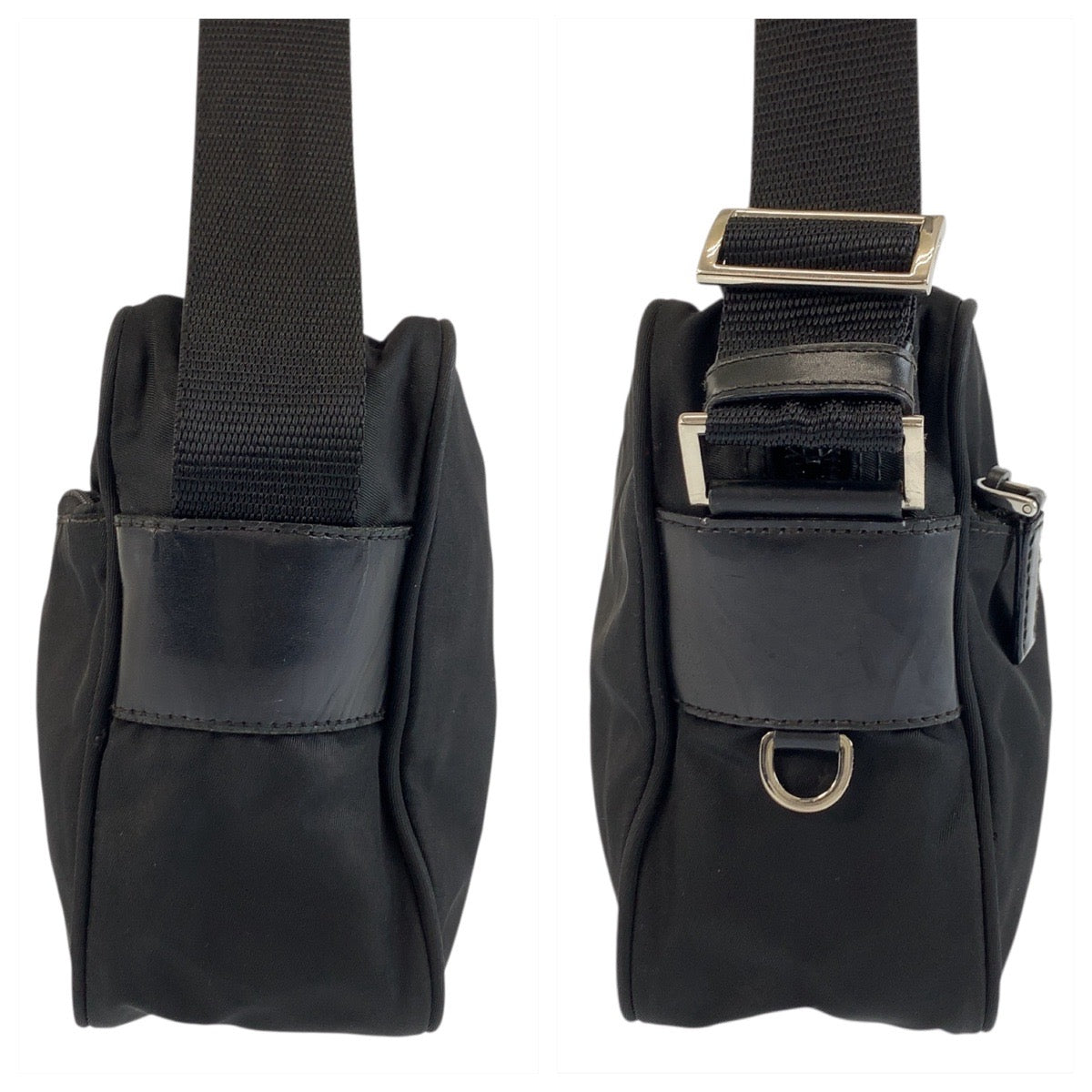 19376
PRADA プラダ テスート 三角ロゴプレート ブラック 黒 シルバー金具 ナイロン ショルダーバッグ カメラバッグ ポシェット  メンズ ABP45