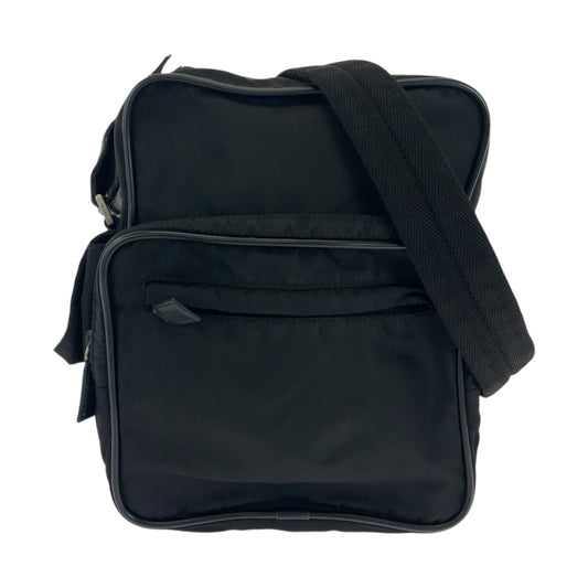 19377
PRADA プラダ テスート 三角ロゴプレート ブラック 黒 シルバー金具 ナイロン ショルダーバッグ ポシェット  レディース ABP27