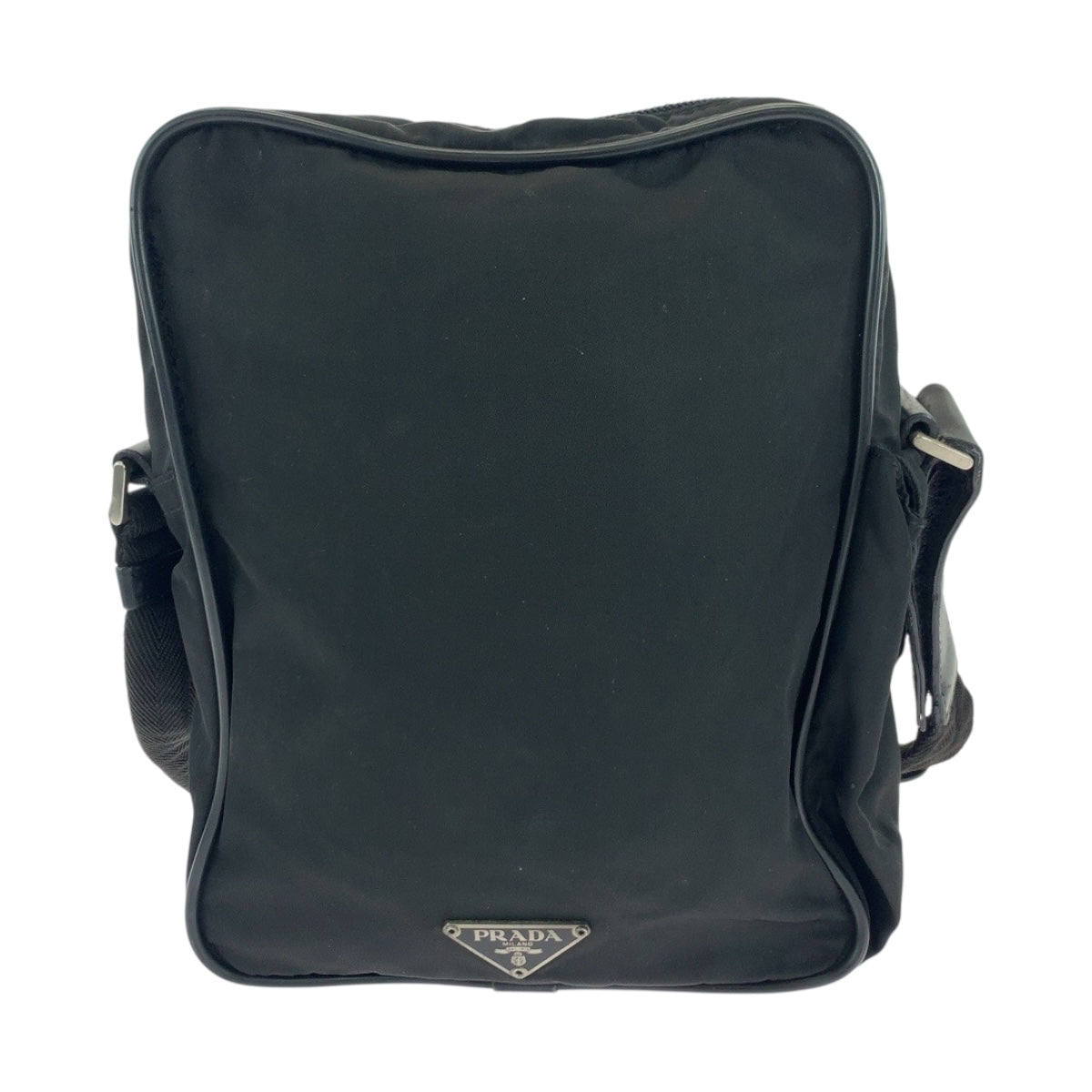19377
PRADA プラダ テスート 三角ロゴプレート ブラック 黒 シルバー金具 ナイロン ショルダーバッグ ポシェット  レディース ABP27
