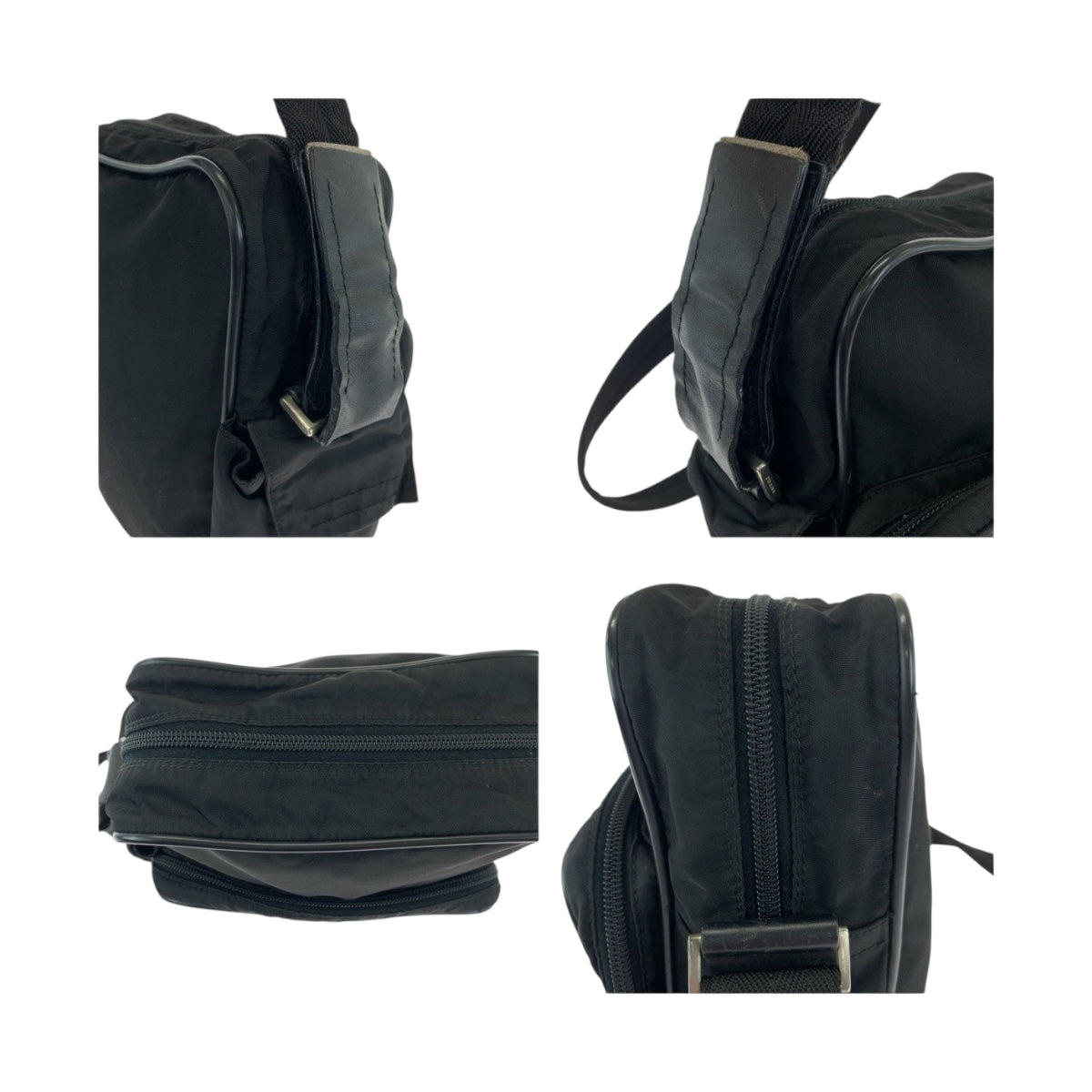 19377
PRADA プラダ テスート 三角ロゴプレート ブラック 黒 シルバー金具 ナイロン ショルダーバッグ ポシェット  レディース ABP27