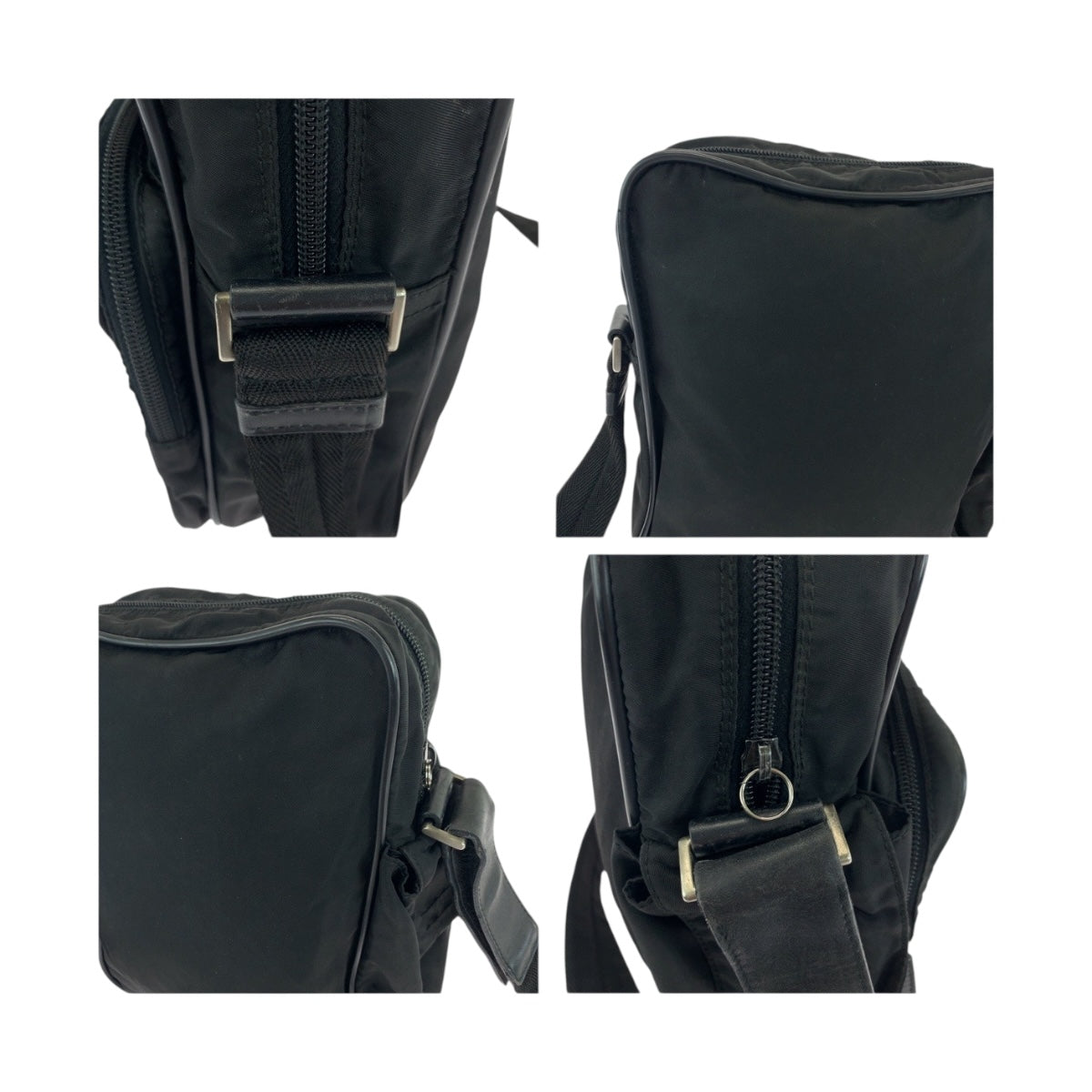 19377
PRADA プラダ テスート 三角ロゴプレート ブラック 黒 シルバー金具 ナイロン ショルダーバッグ ポシェット  レディース ABP27