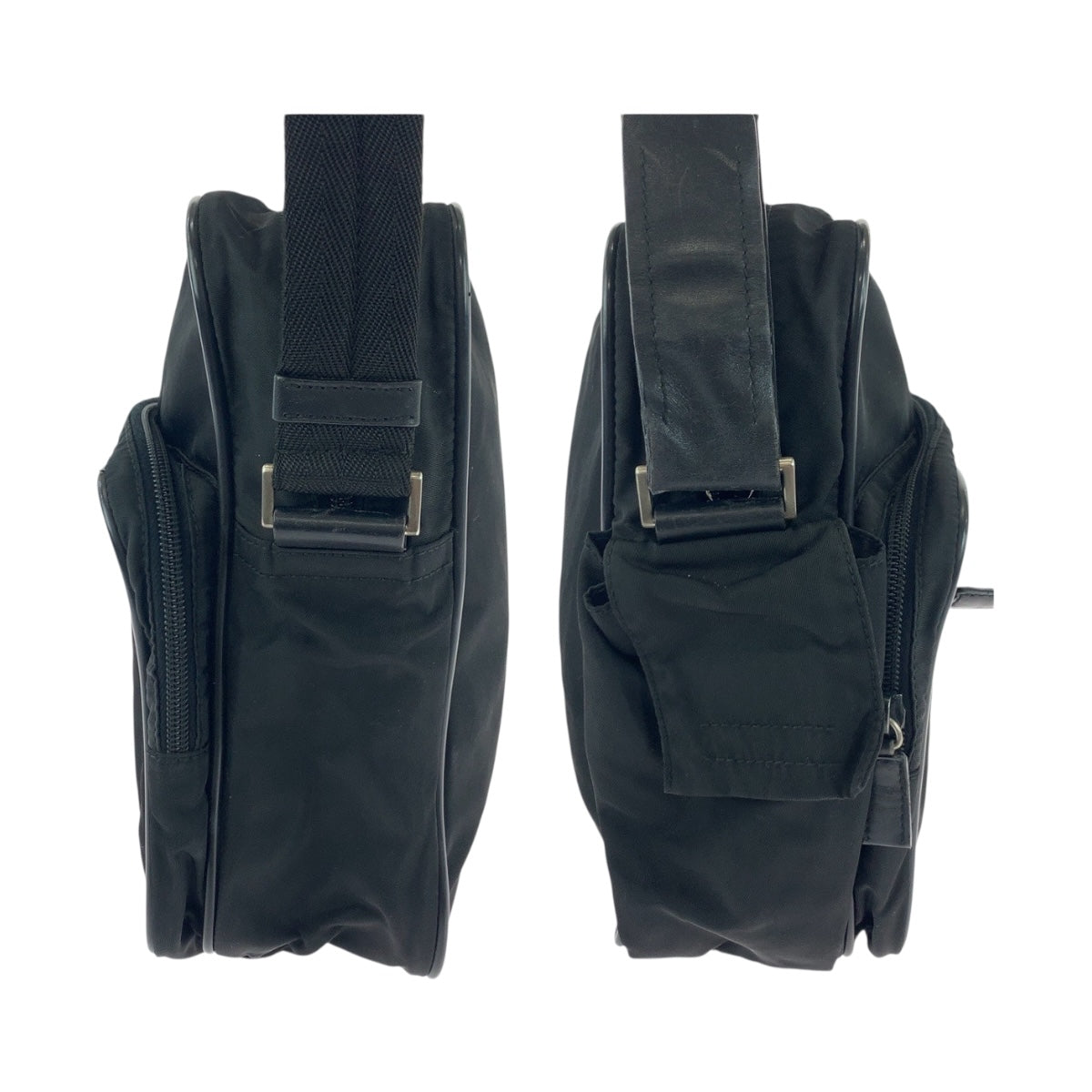 19377
PRADA プラダ テスート 三角ロゴプレート ブラック 黒 シルバー金具 ナイロン ショルダーバッグ ポシェット  レディース ABP27