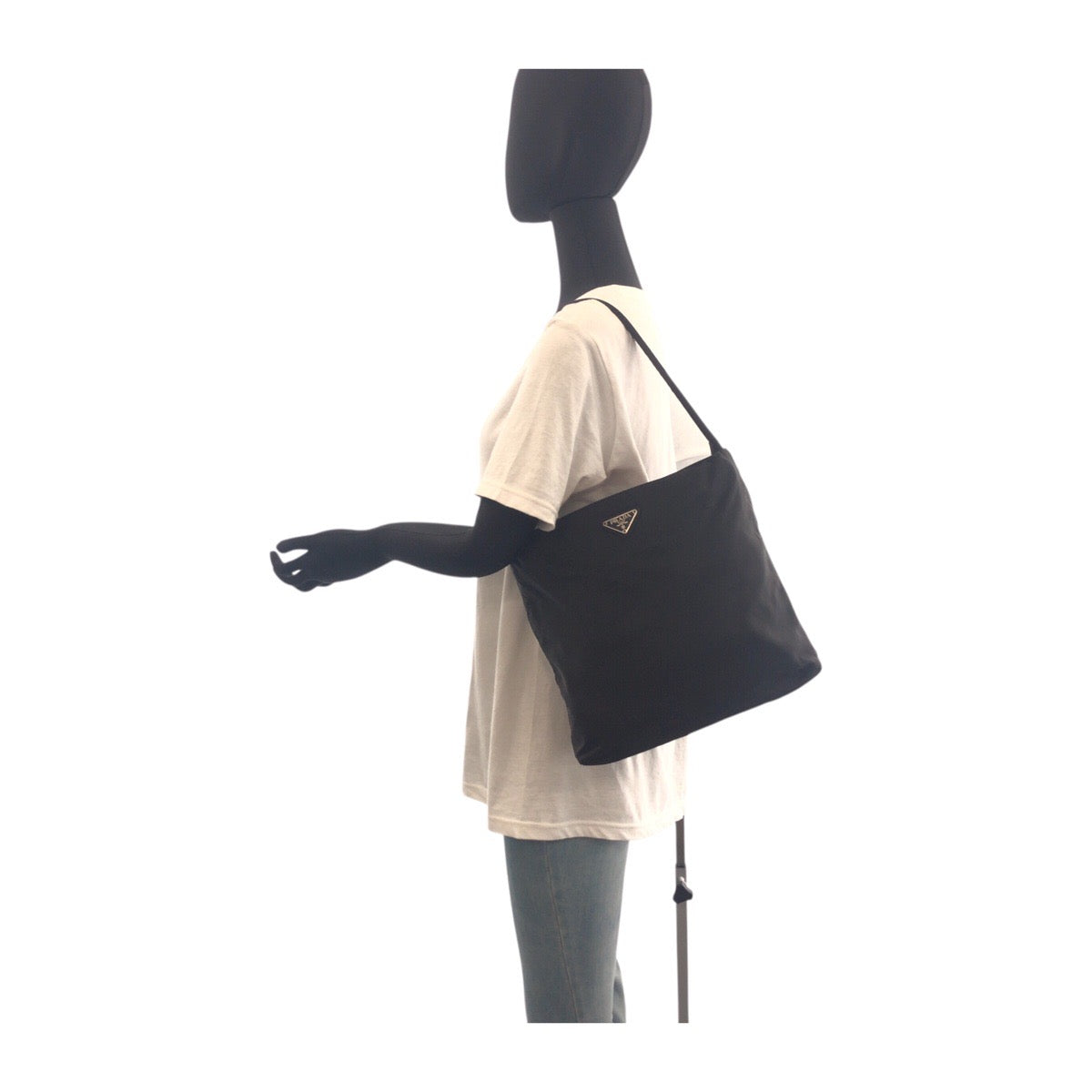 19379
PRADA プラダ テスート 三角ロゴプレート ブラック 黒 シルバー金具 ナイロン トートバッグ ショルダーバッグ  レディース ABP32
