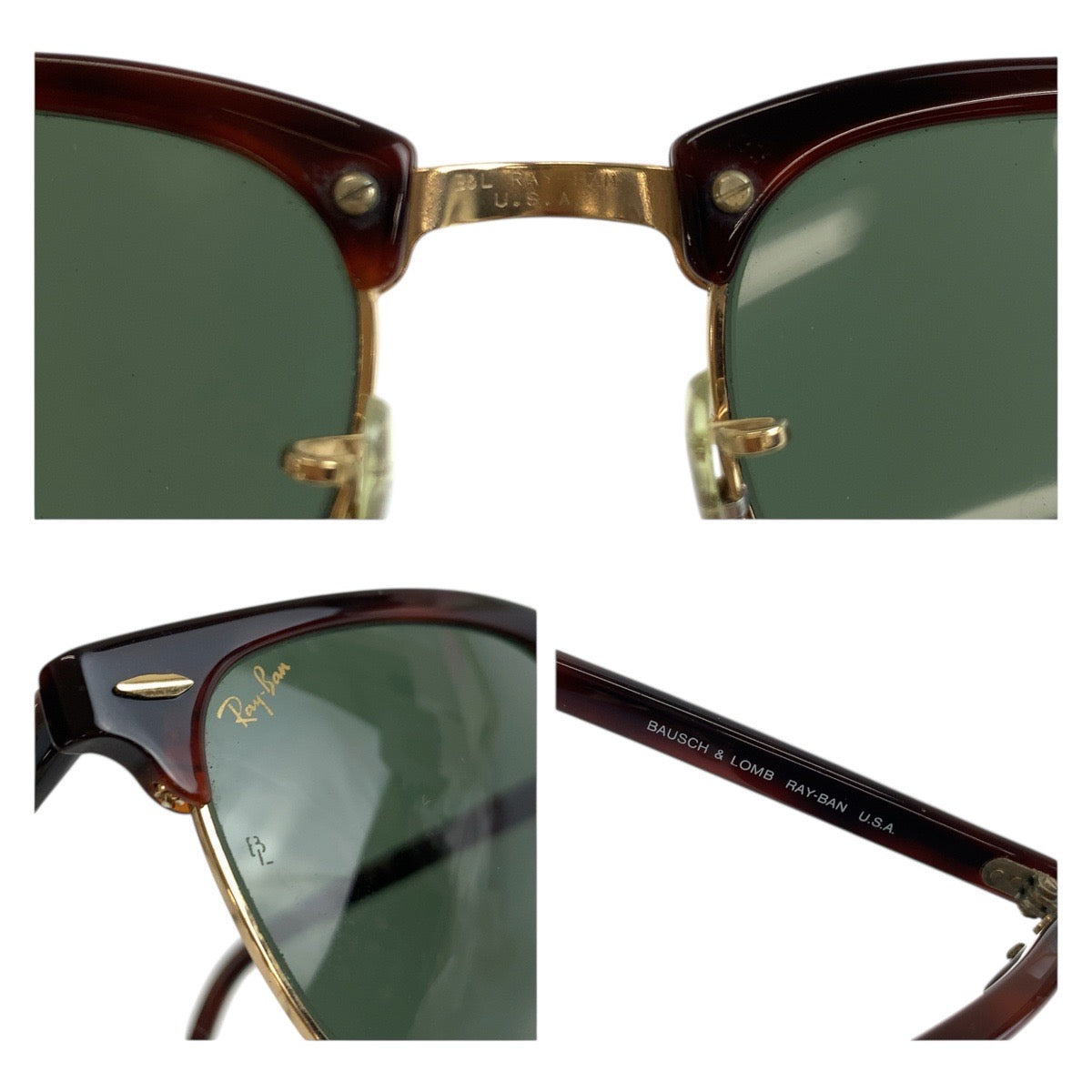 19383
Ray-Ban レイバン クラブマスター B＆L ブラウン ゴールド グリーン 合金 / プラスチック W0366 サングラス スクエア  メンズ ABP17