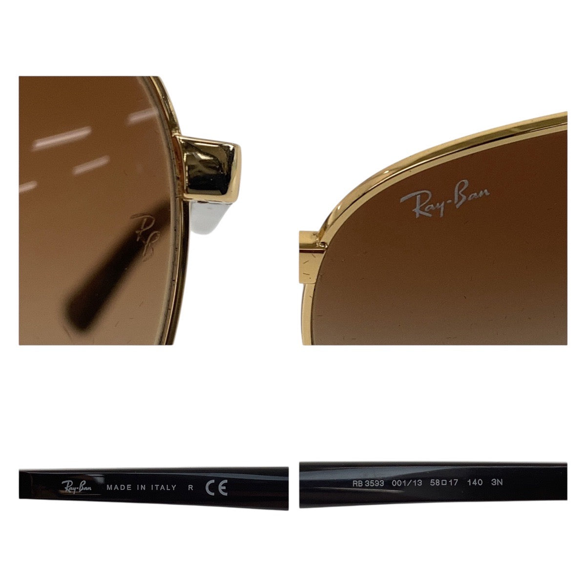 19384
Ray-Ban レイバン ブラウン ゴールド金具 メタル / プラスチック RB 3533 001/13 58□17 140 3N サングラス 男女兼用 ティアドロップ メンズ A17