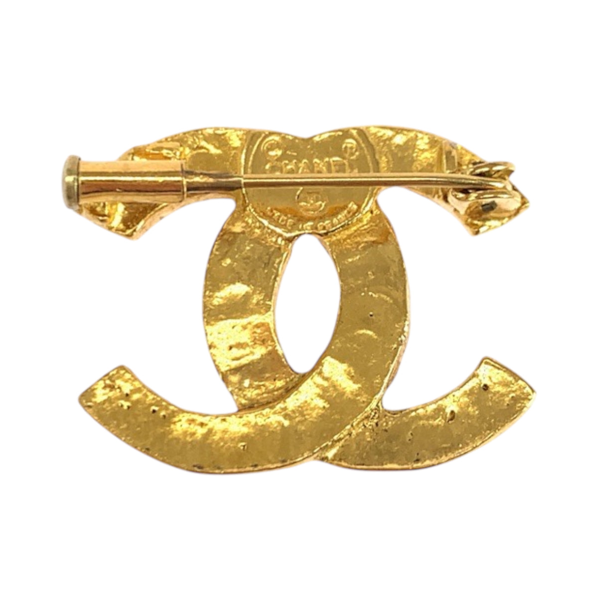 19385
CHANEL シャネル ヴィンテージ ココマーク ラインストーン ゴールド メッキ ブローチ レディース AB55