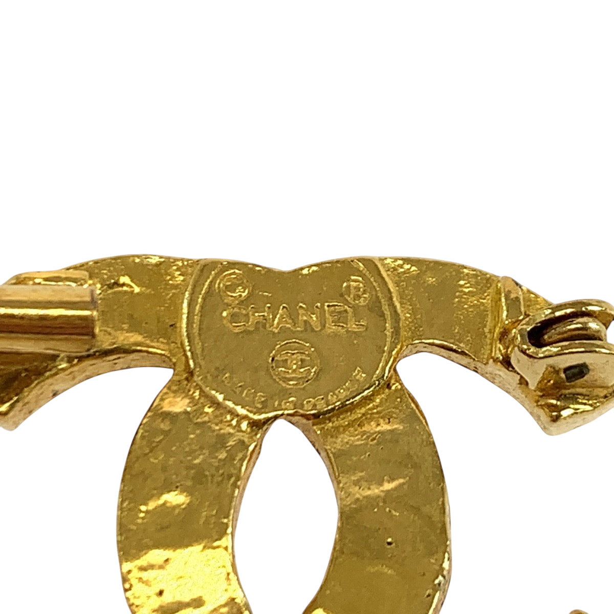 19385
CHANEL シャネル ヴィンテージ ココマーク ラインストーン ゴールド メッキ ブローチ レディース AB55