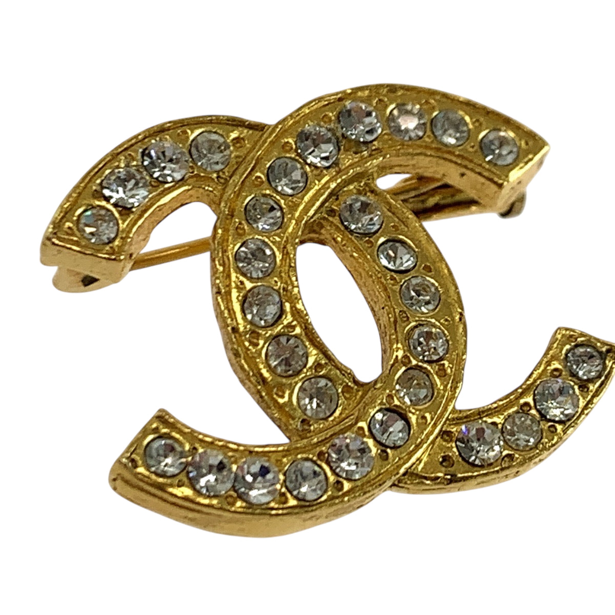 19385
CHANEL シャネル ヴィンテージ ココマーク ラインストーン ゴールド メッキ ブローチ レディース AB55