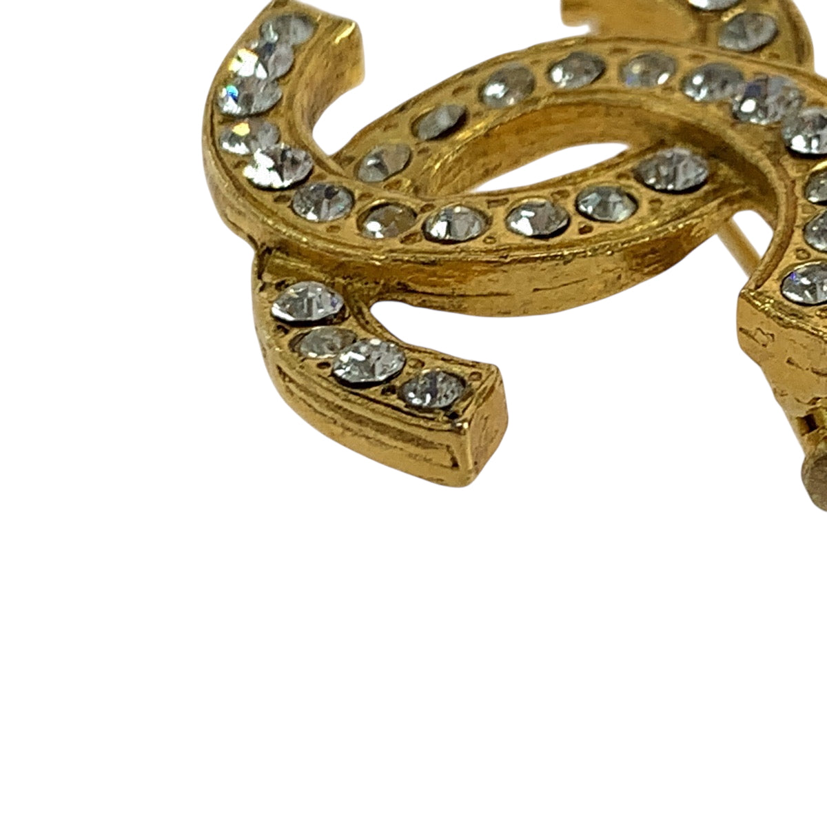 19385
CHANEL シャネル ヴィンテージ ココマーク ラインストーン ゴールド メッキ ブローチ レディース AB55