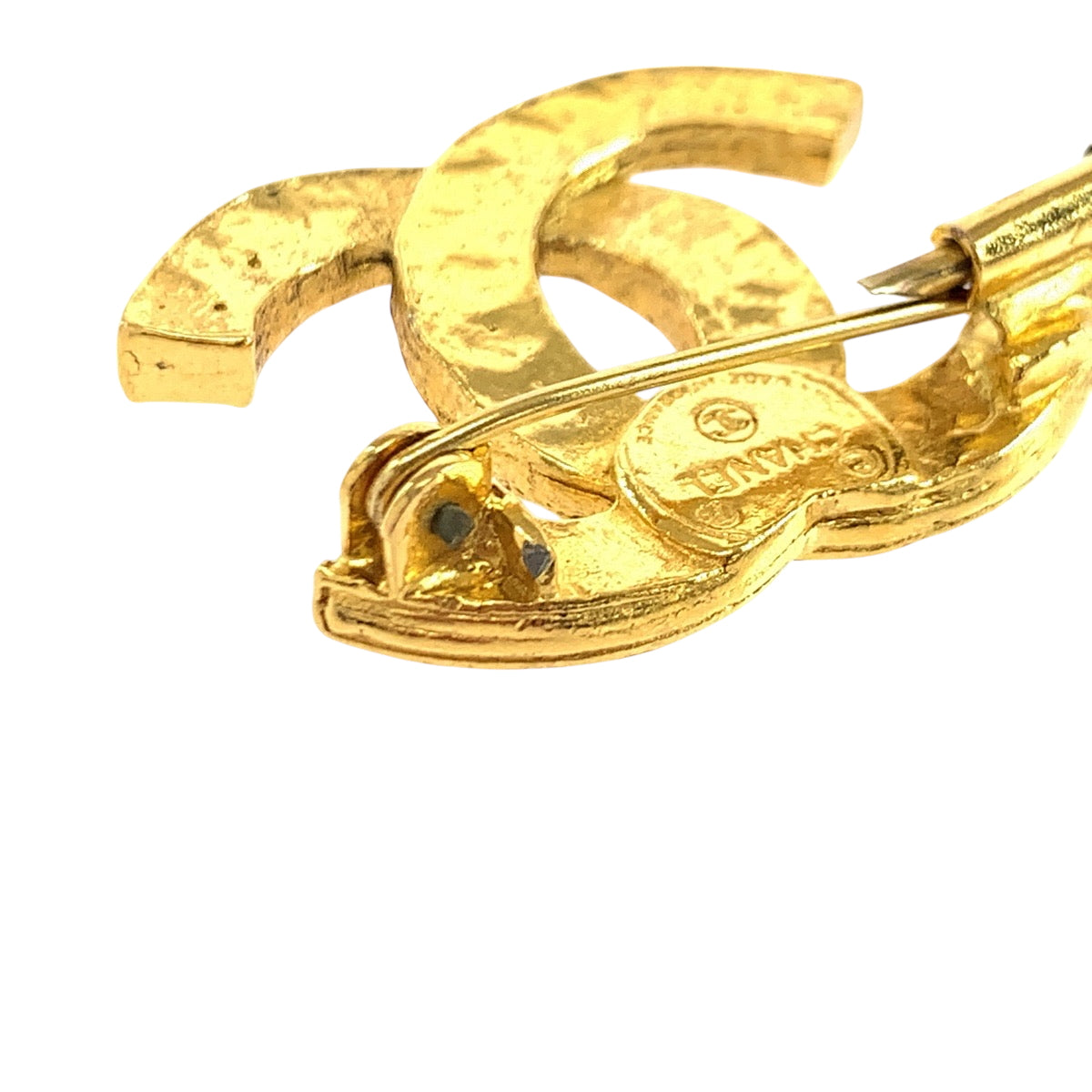 19385
CHANEL シャネル ヴィンテージ ココマーク ラインストーン ゴールド メッキ ブローチ レディース AB55