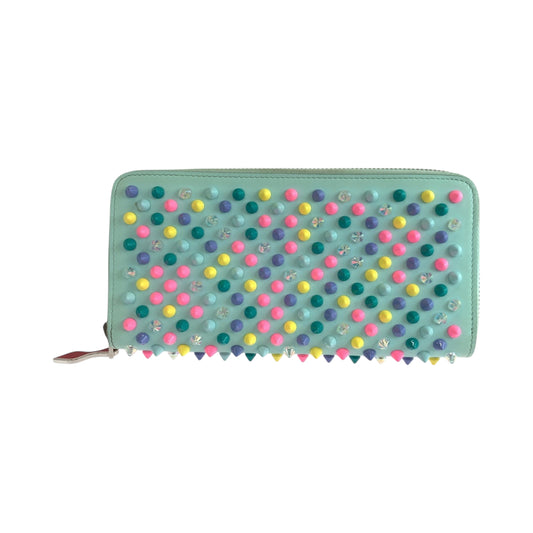 19394
Christian Louboutin クリスチャンルブタン パネトーネ ブルー マルチカラー シルバー金具 レザー 長財布 ラウンドファスナー  レディース AB29