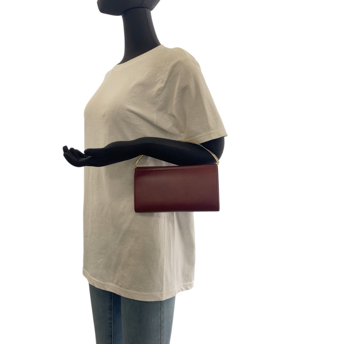 19395
CARTIER カルティエ ボルドー ゴールド シルバー レザー 長財布 ハンドル付きウォレット  レディース AB11