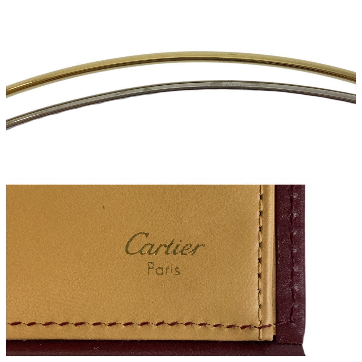 19395
CARTIER カルティエ ボルドー ゴールド シルバー レザー 長財布 ハンドル付きウォレット  レディース AB11