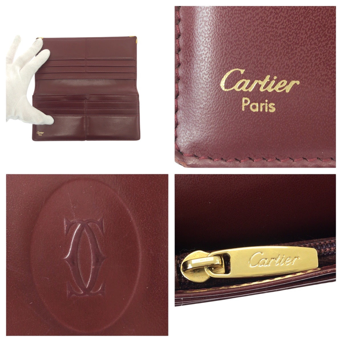 19397
CARTIER カルティエ ヴィンテージ マストライン ワインレッド ゴールド金具 レザー 長財布 ロングウォレット レディース B7