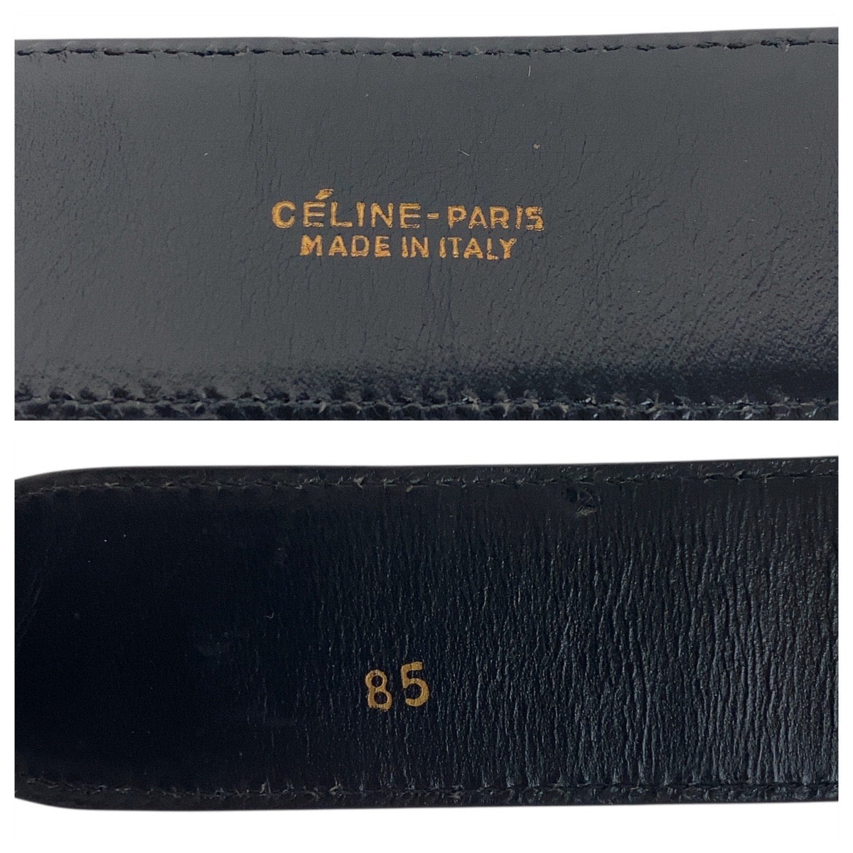 19398
CELINE セリーヌ ヴィンテージ 馬車金具 85cm ブラック 黒 ゴールド金具 レザー ベルト  メンズ AB17