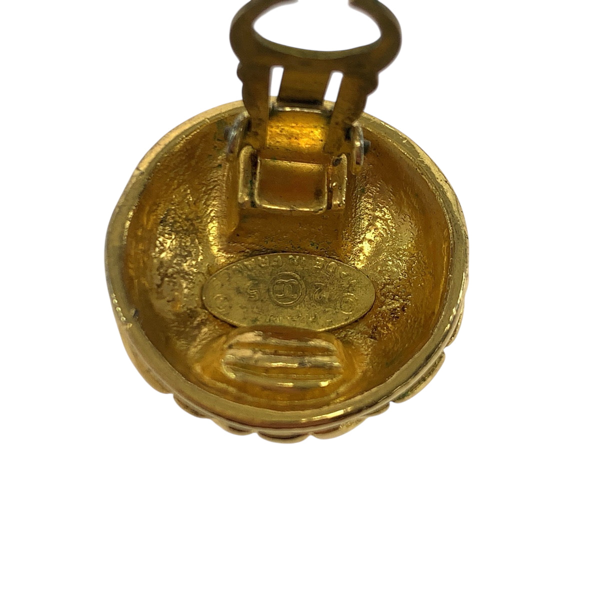 19399
CHANEL シャネル ヴィンテージ マトラッセ ココマーク ゴールド メタル イヤリング 2 5刻印 レディース ABP34