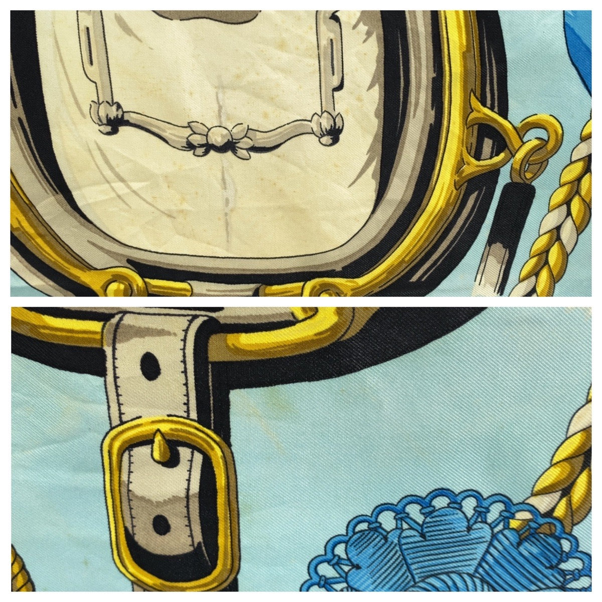 19401
HERMES エルメス Frontaux et Cocardes カレ90 スカイブルー ライトグリーン シルク スカーフ 大判スカーフ レディース AB16