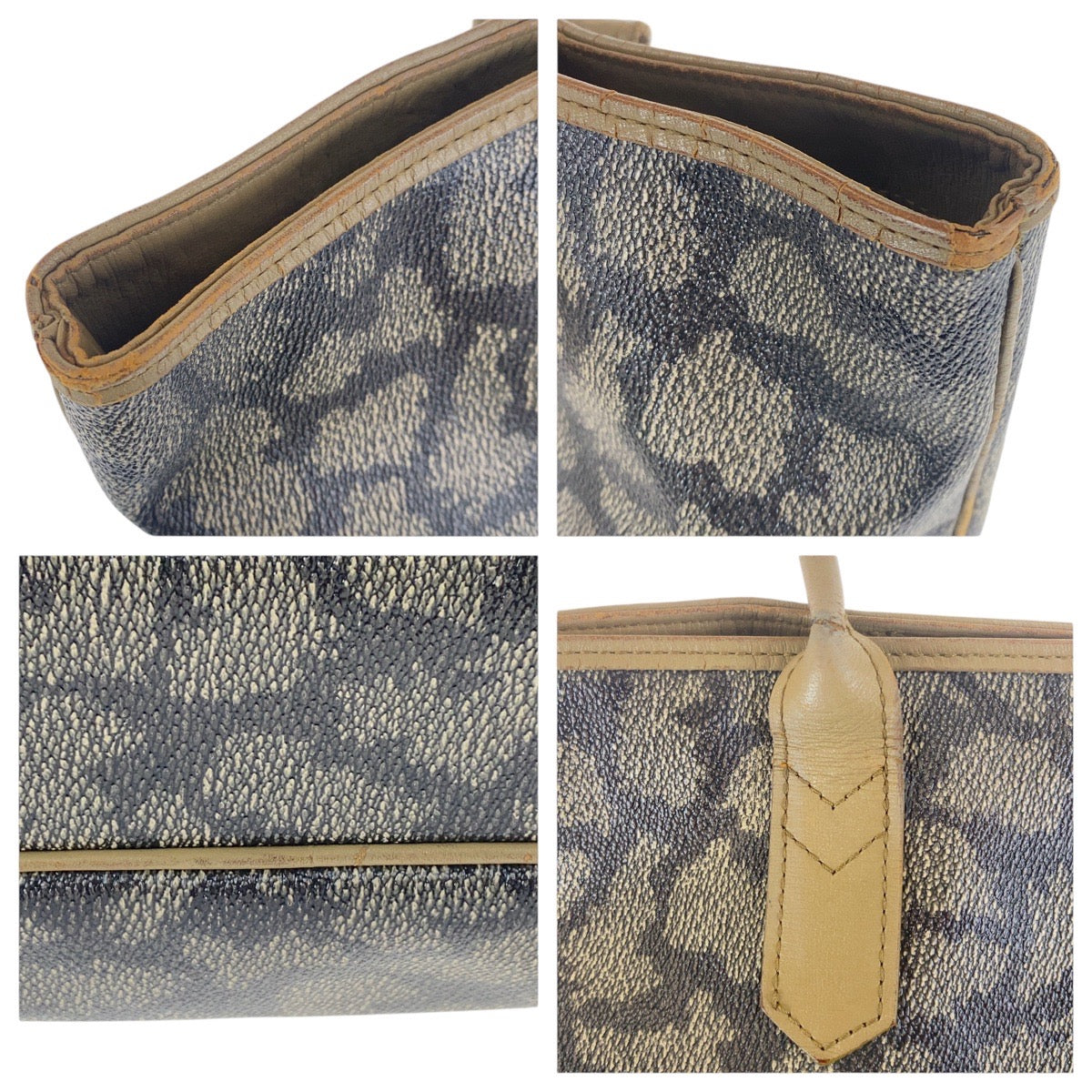 19405
YVES SAINT LAURENT イヴ サンローラン ヴィンテージ YSL ブラウン ベージュ PVC トートバッグ ショルダーバッグ  レディース B6