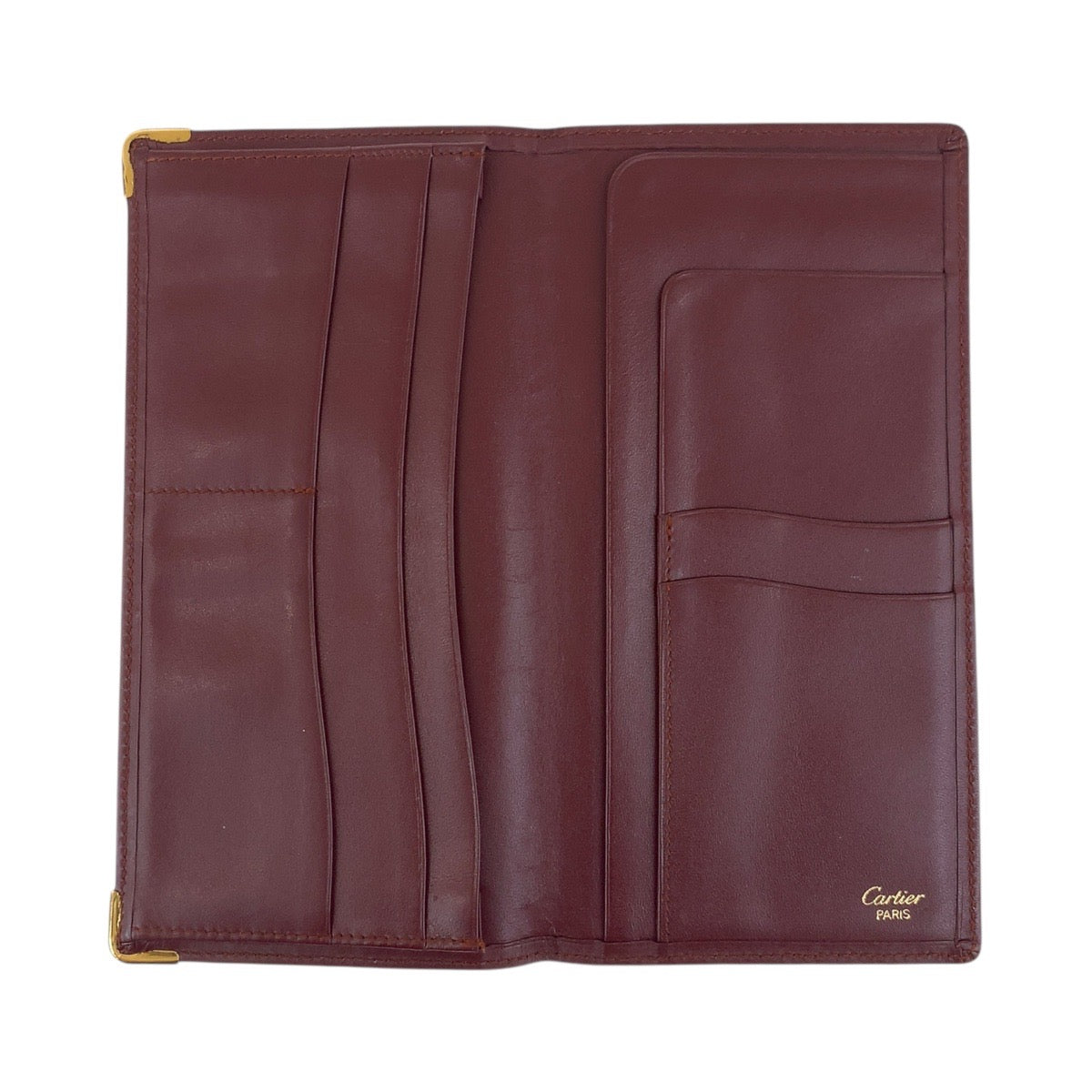 19409
CARTIER カルティエ マストライン ワインレッド ボルドー ゴールド金具 レザー  長財布 札入れ 男女兼用  レディース ABP