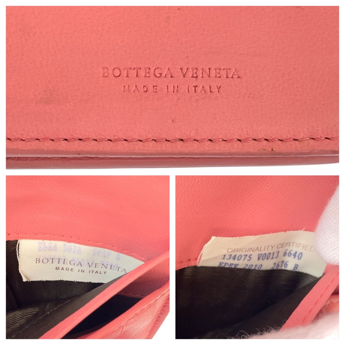 19412
BOTTEGAVENETA ボッテガヴェネタ イントレチャート ピンク ゴールド金具 レザー V0013 6640 長財布 ロングウォレット  レディース AB