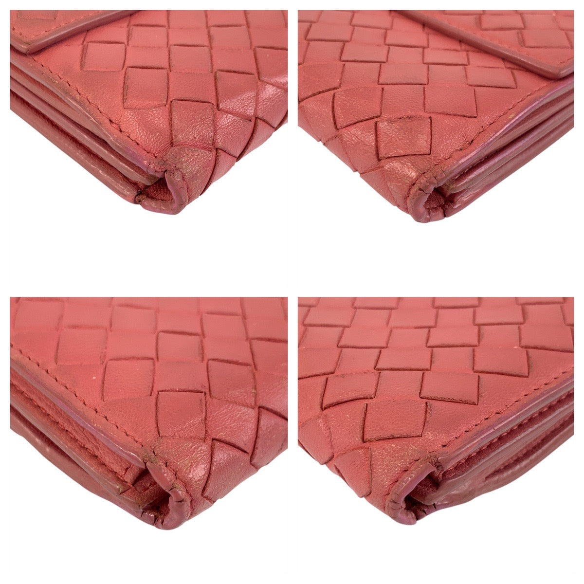 19412
BOTTEGAVENETA ボッテガヴェネタ イントレチャート ピンク ゴールド金具 レザー V0013 6640 長財布 ロングウォレット  レディース AB