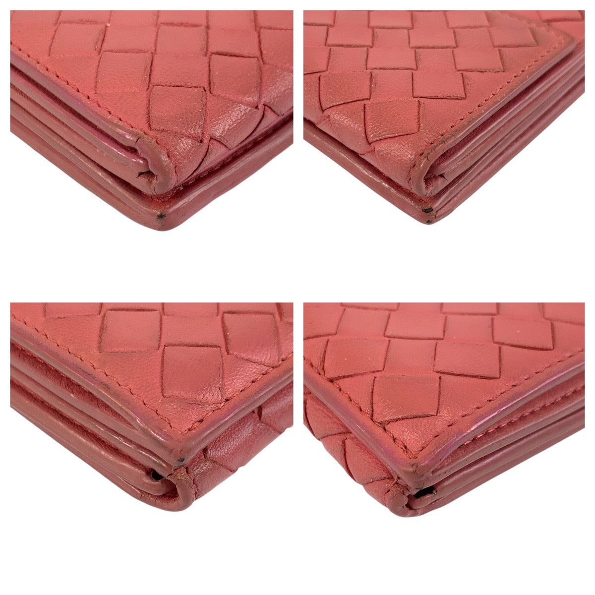 19412
BOTTEGAVENETA ボッテガヴェネタ イントレチャート ピンク ゴールド金具 レザー V0013 6640 長財布 ロングウォレット  レディース AB