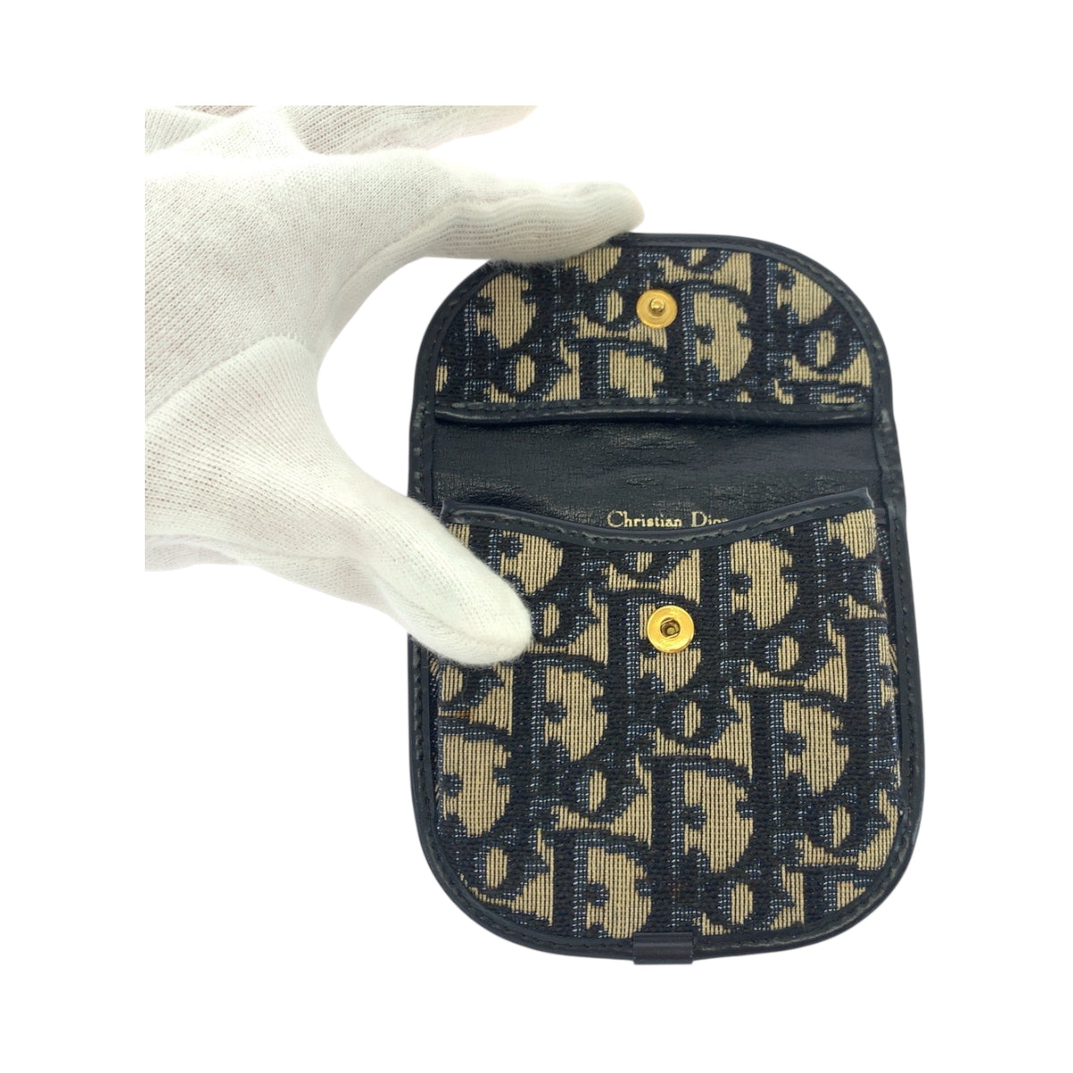 19418
Dior ディオール ヴィンテージ トロッター ネイビー ベージュ ゴールド金具 キャンバス コインケース  レディース ABP