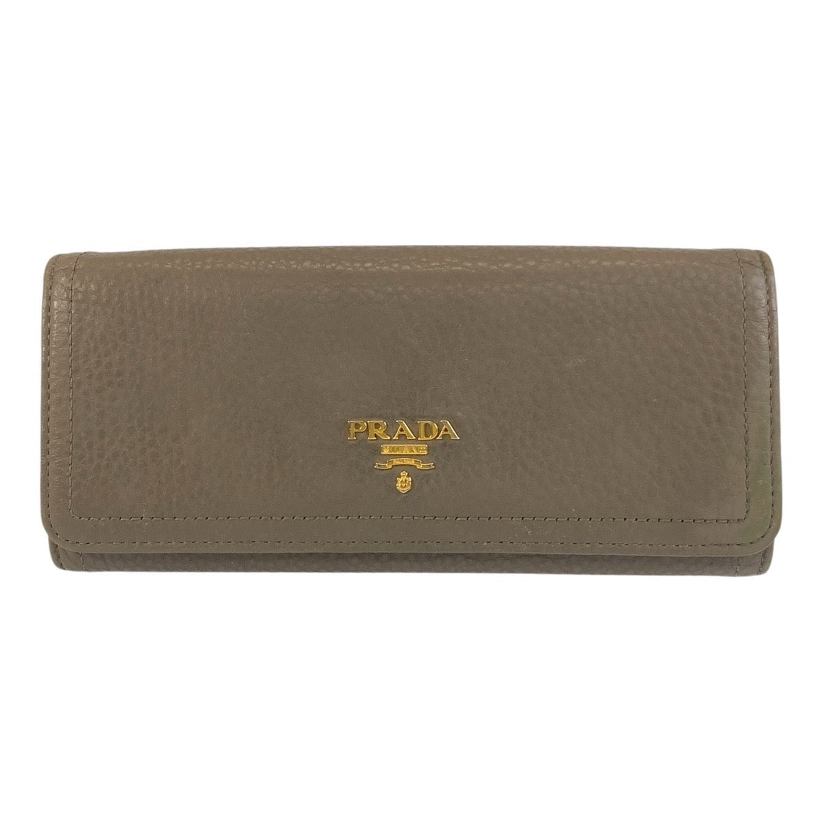 19420
PRADA プラダ ロゴ グレージュ ゴールド金具 レザー 長財布 ロングウォレット  レディース AB