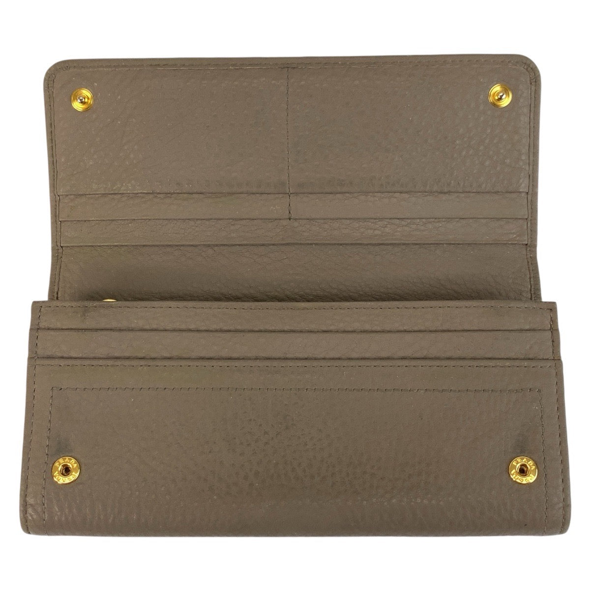 19420
PRADA プラダ ロゴ グレージュ ゴールド金具 レザー 長財布 ロングウォレット  レディース AB