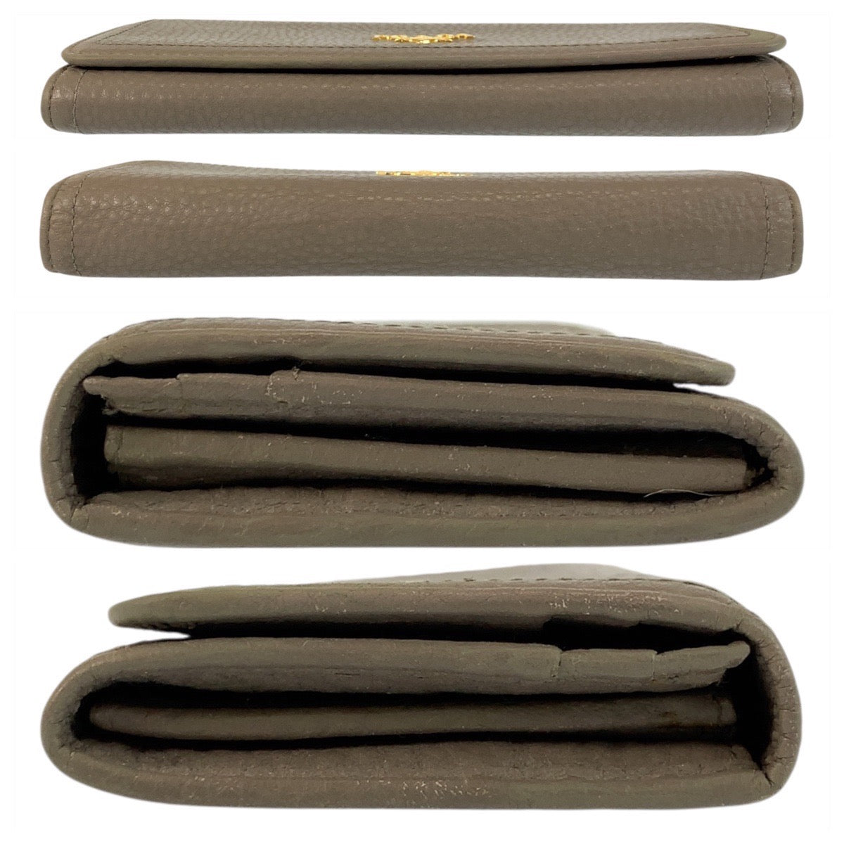 19420
PRADA プラダ ロゴ グレージュ ゴールド金具 レザー 長財布 ロングウォレット  レディース AB