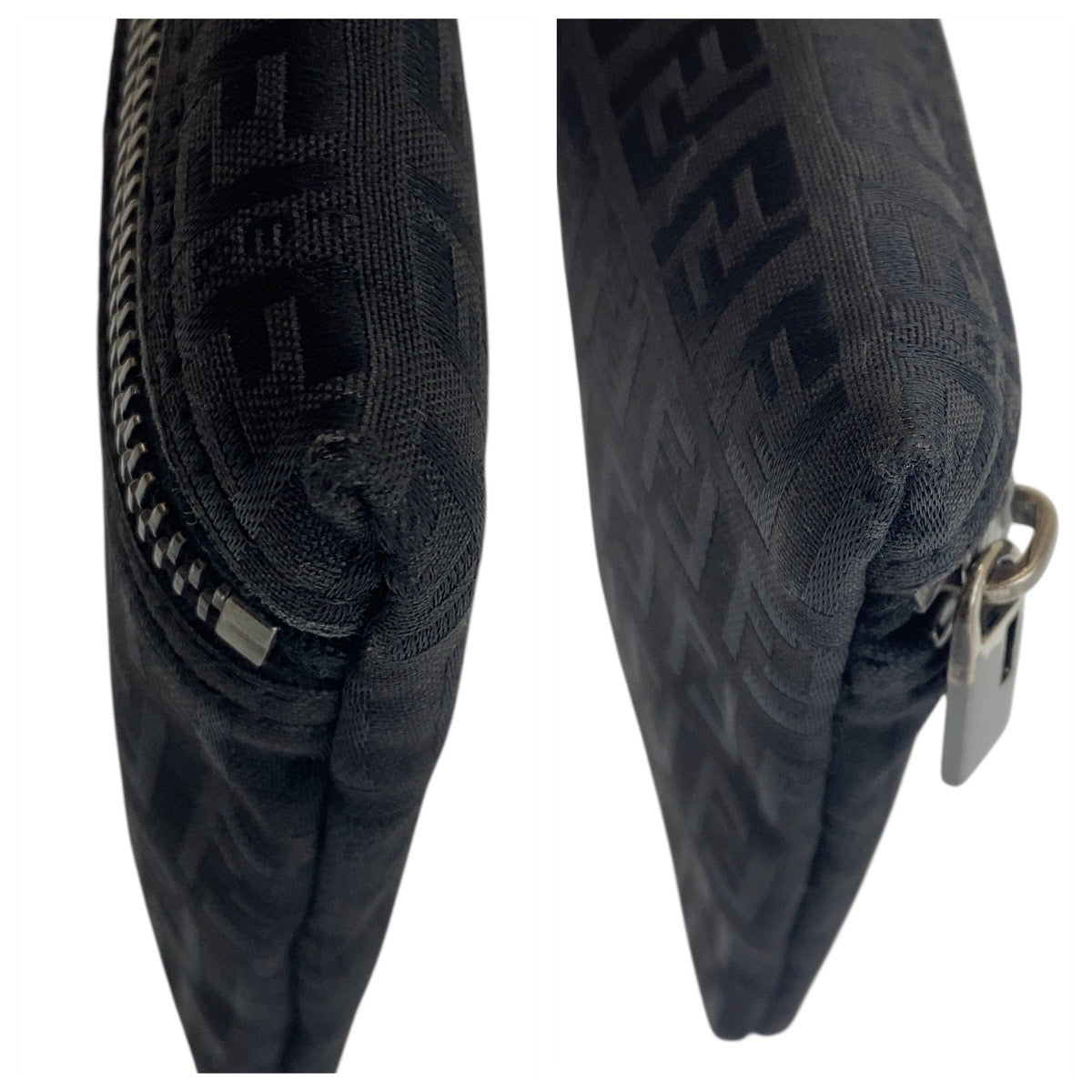 19423
FENDI フェンディ ズッキーノ ブラック 黒 シルバー金具 ナイロン 7N0012 ポーチ 小物入れ  レディース ABP