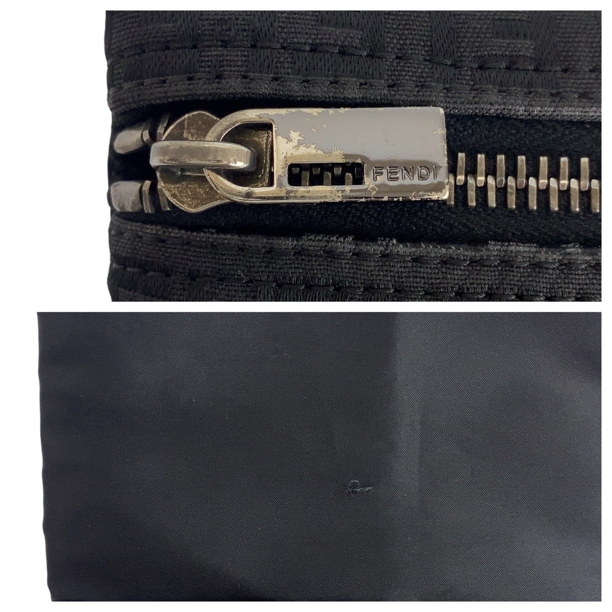 19423
FENDI フェンディ ズッキーノ ブラック 黒 シルバー金具 ナイロン 7N0012 ポーチ 小物入れ  レディース ABP