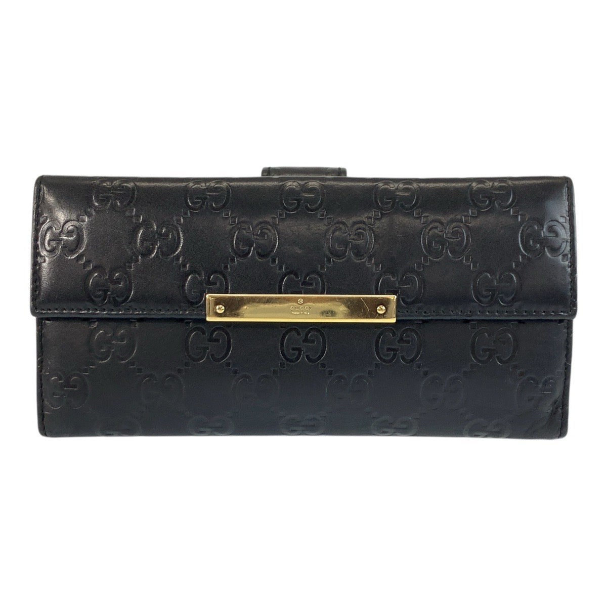 19424
GUCCI グッチ グッチシマ ブラック 黒 ゴールド金具 レザー 112715 長財布 ロングウォレット  レディース AB